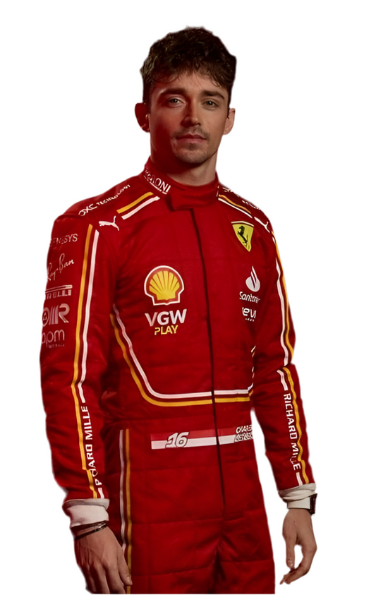 Charles Leclerc 2024 Ferrari-Inspired Karting Suit – Printed Design for Fans & Racers