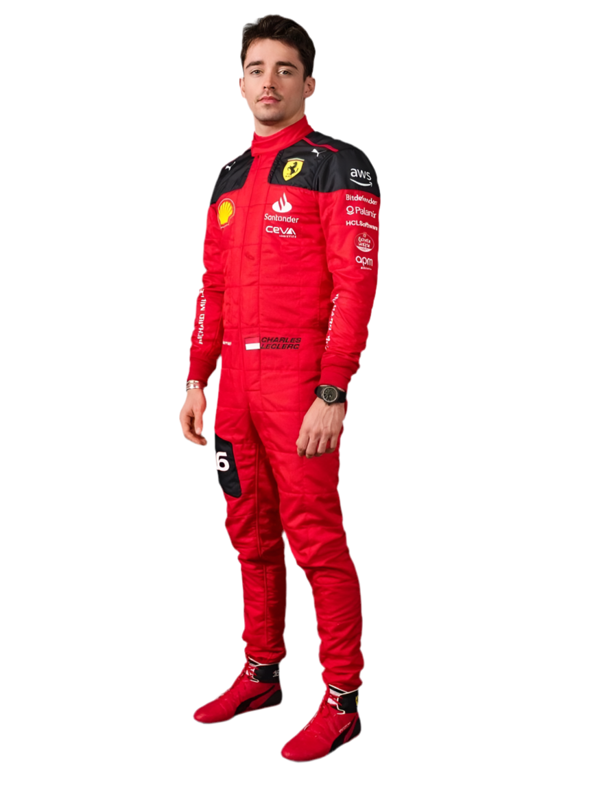 Charles Leclerc 2023 Ferrari-Inspired Karting Suit – Printed Design for Fans & Racers