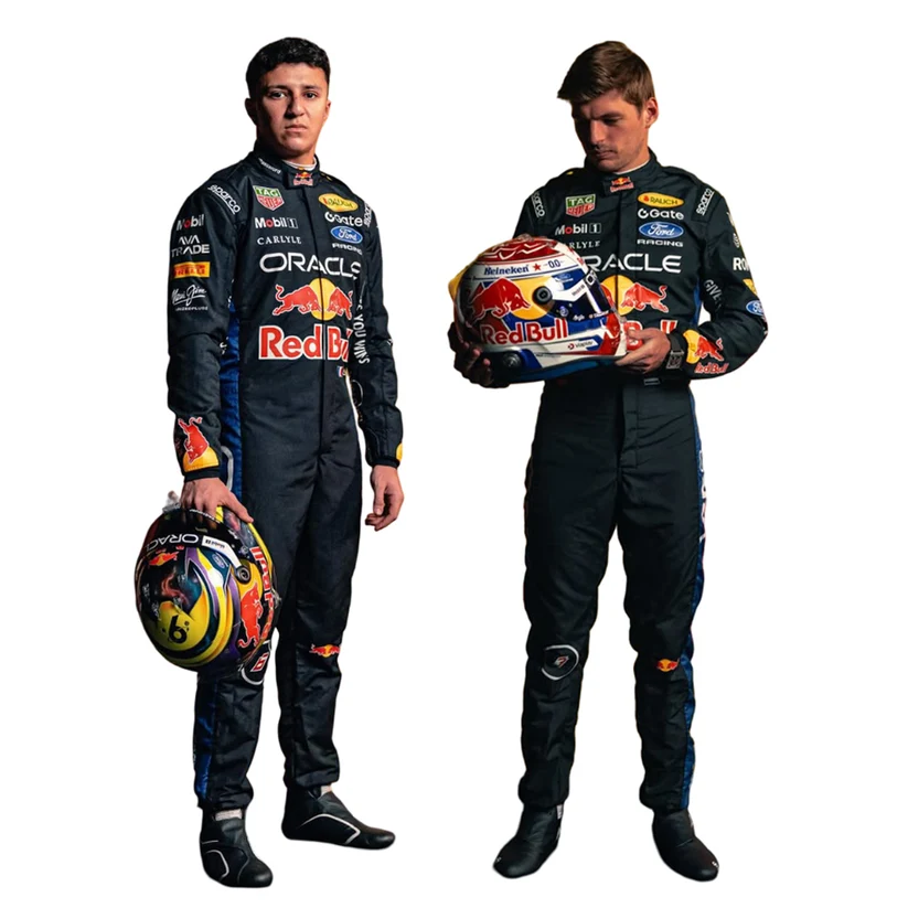 2026 Max Verstappen and Isack Hadjar F1 racing suit