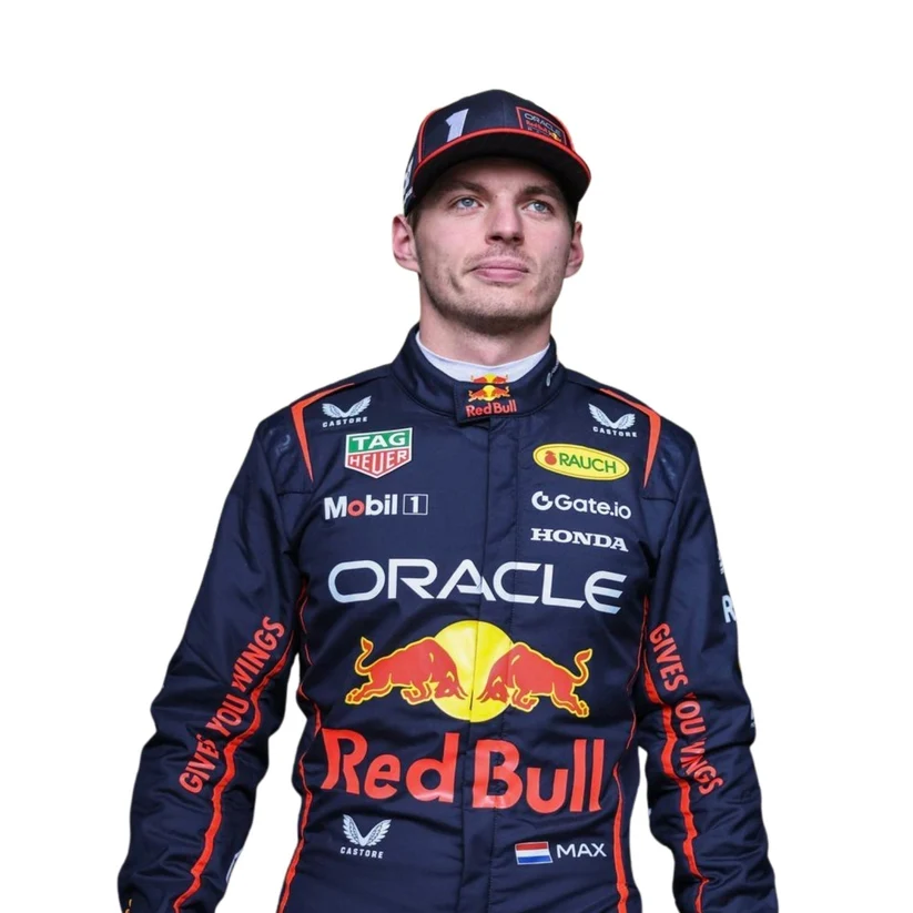 2025 Max Verstappen F1 Racing Suit 5 Red Bull-style F1 overalls featuring driver graphics